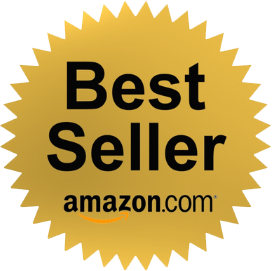 Amazon best seller gold seal with black sans-serif type and Amazon logo below